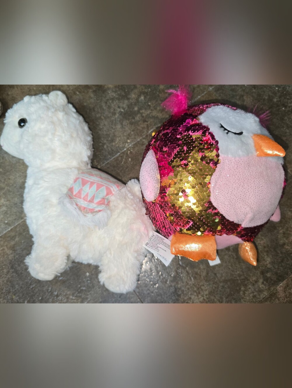 Kelly Toys Llama Alpaca Cream Plush Stuffed Animal & Sparkly Pink Owl Plush